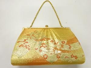 リサイクル　松に鶴模様織出し和装バッグ